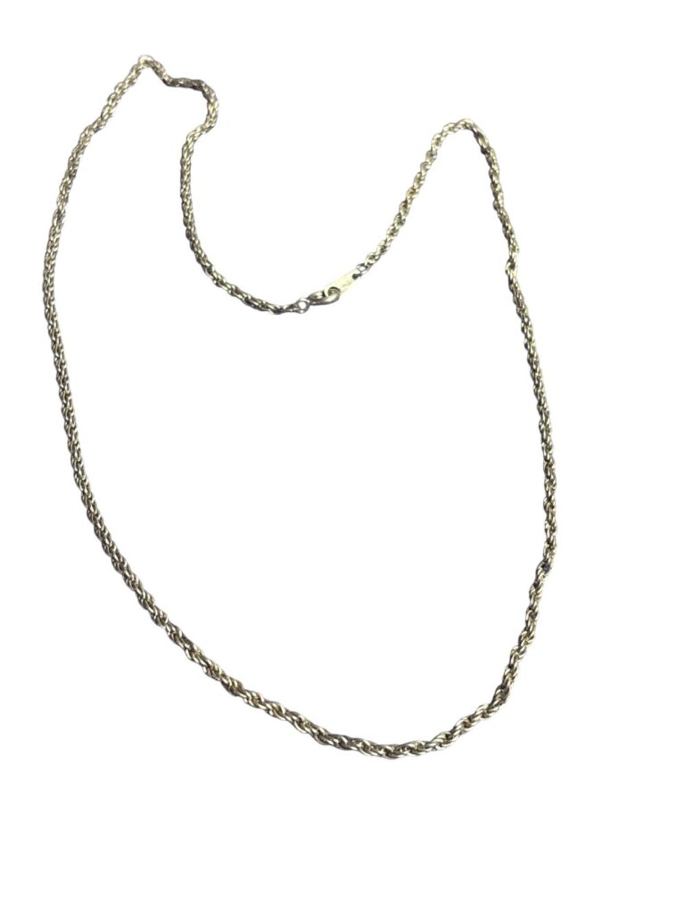Vintage Silvertone Rope Chain Necklace Spring Ring Clasp 18 inches Long